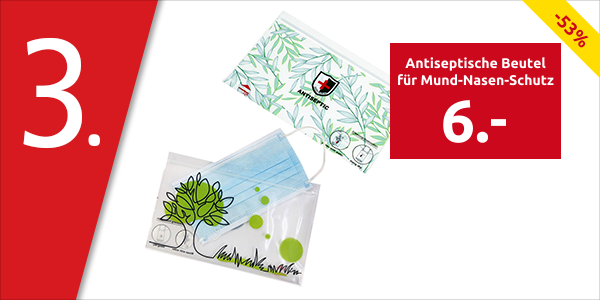 Antiseptische Beutel für Mund-Nasen-Schutz, 2 Stück