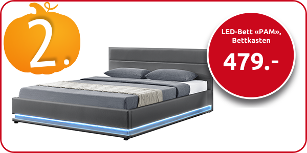 LED-Bett «PAM», Bettkasten 140 x 190 cm