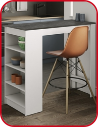 Tischbar «Savoy», weiss/Beton