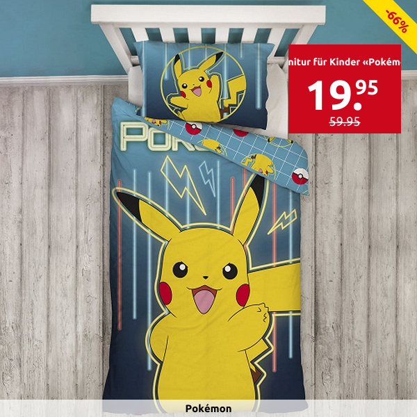 Garnitur für Kinder Double Face, 160 x 210 cm + 65 x 100 cm, «Pokémon»