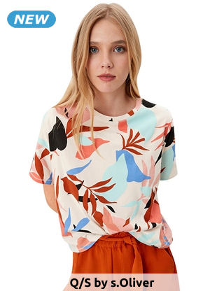 Q/S by s.Oliver T-Shirt mit Motiv, beige/bunt