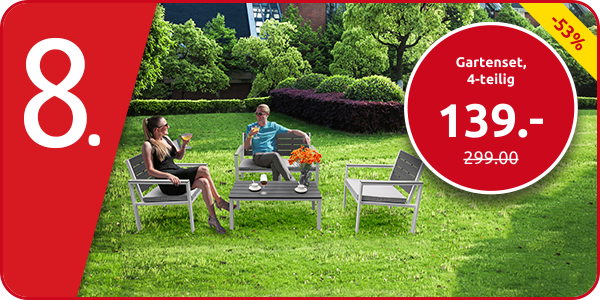 Gartenset «Maya», 4-teilig, weiss/grau