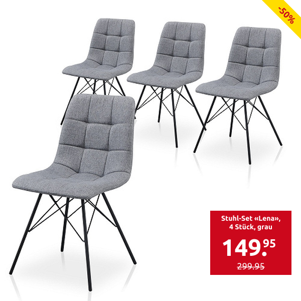 Stuhl-Set «Lena», 4 Stück, grau