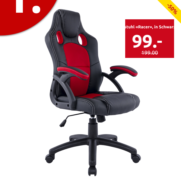 Bürostuhl «Racer», in Schwarz/Rot