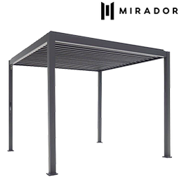 MIRADOR Paviljoen Basic aluminium-staal antraciet paaldikte 8,8x8,8 cm, 300x300x240 cm | HORNBACH