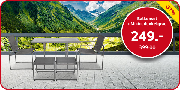 Balkonset «Miki», dunkelgrau