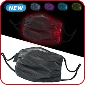 Mund-Nasen-Schutz aus Stoff mit LED beleuchteter , 1 Stück, schwarz