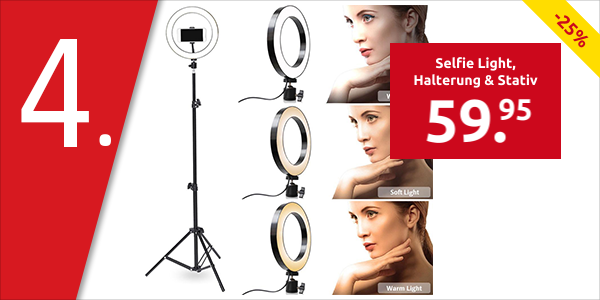 Selfie Light, Halterung & Stativ