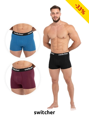 switcher Boxer, 3er-Pack, blau + schwarz + rot