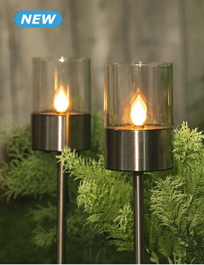 Solarlampen LED 2-in-1, 3er-Set, Edelstahl