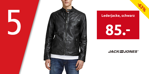 JACK & JONES Lederjacke, schwarz