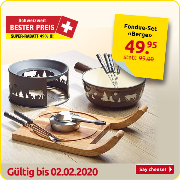 Fondue-Set «Berge», Caquelon aus Gusseisen