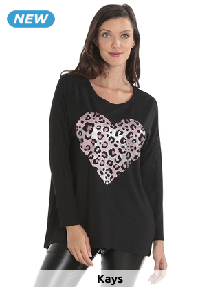 Tunika mit Herz-Print, schwarz