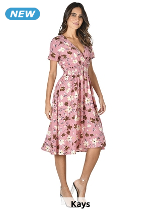 Kleid mit Smok-Effekt, rosa bedruckt