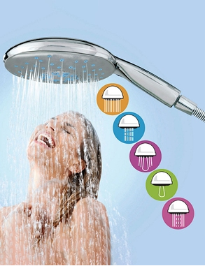 Regen-Duschkopf «Wellness» mit 5 verschiedenen Programmen