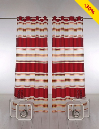 Vorhang, 2 Stück, H 240, B 140 cm, rot/goldfarben