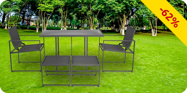 Balkonset «Miki», 5-teilig, dunkelgrau