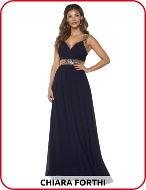 Langes Kleid Chiara Forthi, blau/goldfarben