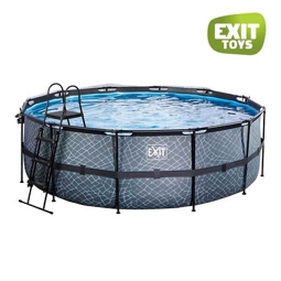 Aufstellpool Framepool-Set EXIT StonePool rund Ø 450x122 cm inkl. Sandfilteranlage, Abdeckung & Leiter Steinoptik