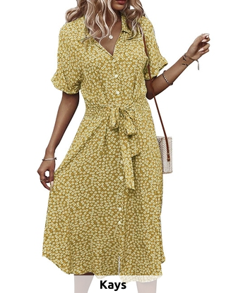 Kurzärmeliges Kleid «Lily», gelb