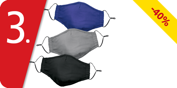 Mund-Nasen-Schutz, 3er-Set, blau, grau, schwarz