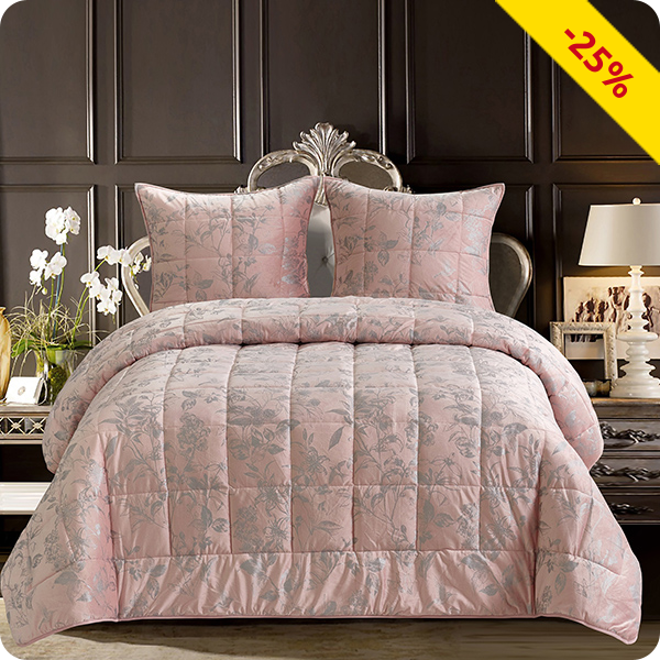 Bettüberwurf «Leonie» 160 x 240 cm + 2 x 65 x 65 cm, rosa