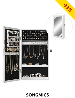 SONGMICS Schmuckschrank «Smart», B 37 x H 67 x T 10,5 cm, weiss