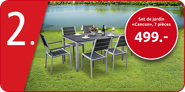 Set de jardin «Cancun», 7 pièces, blanc/ gris