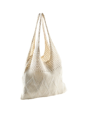 Handtasche aus Makramee, ecru