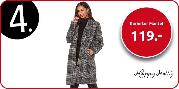 Karierter Mantel von Happy Holly, schwarz/weiss