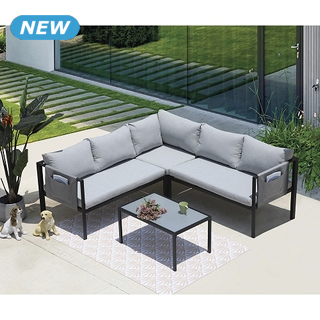 Gartenset «Sun», 2-teilig, mit Seitentaschen, 6 Personen, grau/schwarz