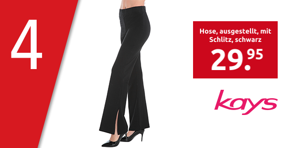 Hose, ausgestellt, mit Schlitz, schwarz