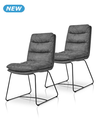 Stühle mit gestepptem Kissen «Lola», 2er-Set, grau