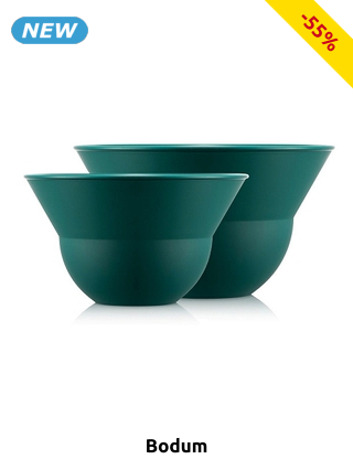 Bodum Salatschüsseln «Topee», 2-teiliges Set mit Salatbesteck, grün