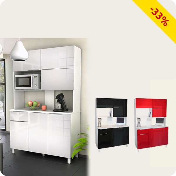 Mikrowellen-Möbel «Glossy» mit 6 Schranktüren, rot