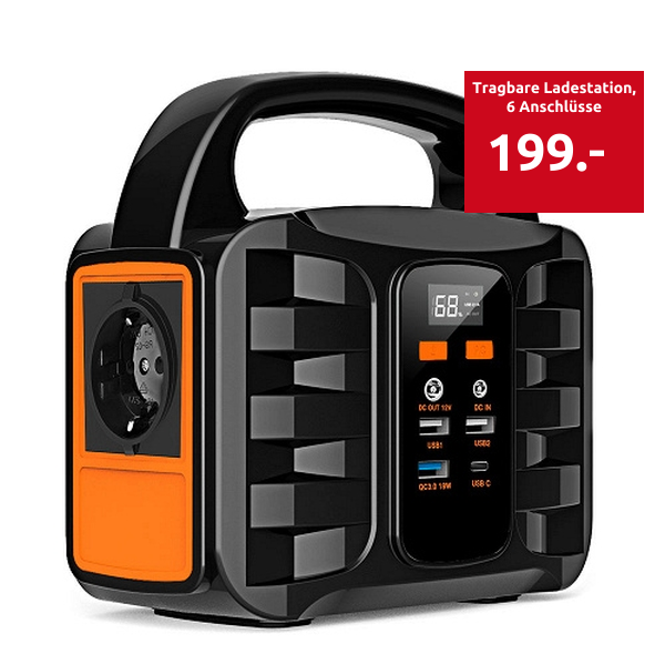 Tragbare Ladestation, 6 Anschlüsse, 3 Lichteinstellungen