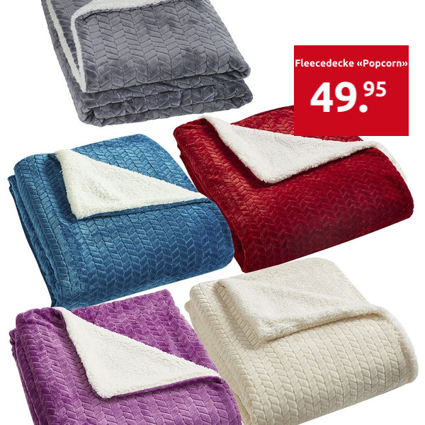 Fleecedecke «Popcorn», grau