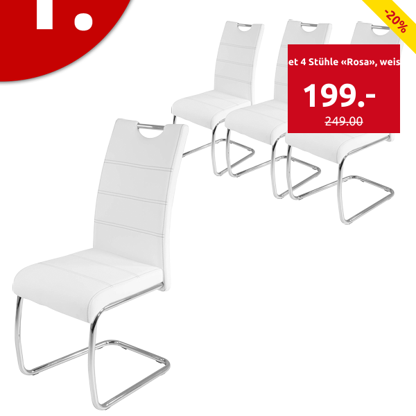 Set 4 Stühle «Rosa», weiss