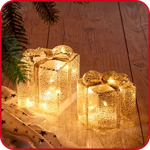 LED-Geschenke 2 Stück, goldfarben