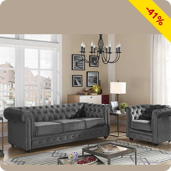 Sessel «Chesterfield», grau