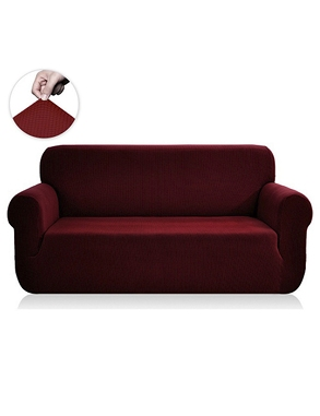 2er-Sofa-Überzug «Soft», weinrot