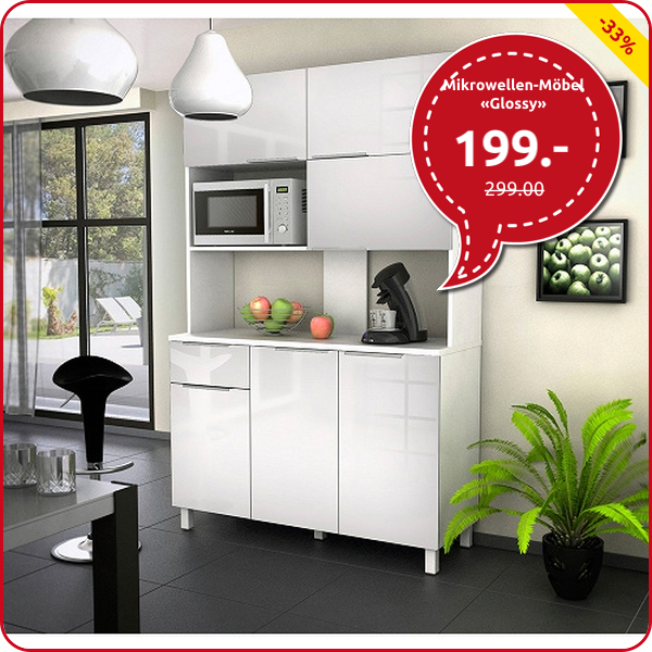 Mikrowellen-Möbel «Glossy» mit 6 Schranktüren, weiss