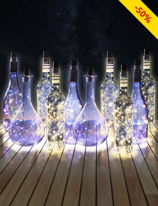 LED-Flaschenverschluss, 10er-Set, warmweiss/bunt