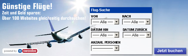 Sparen Sie Zeit und Geld und sichern Sie sich die günstigsten Flüge - Swoodoo vergelicht für Sie über 100 Websites gleichzeitig!