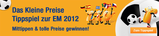 Das Kleine Preise
                                          Tippspiel zur EM 2012 -
                                          Mittippen & tolle Preise
                                          gewinnen!