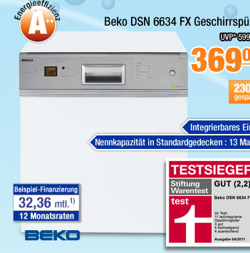 Beko DSN 6634 FX Geschirrsp&uuml;ler
