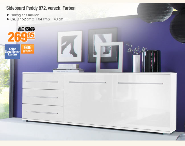 Sideboard Peddy 872,                                             Hochglanz, versch. Farben