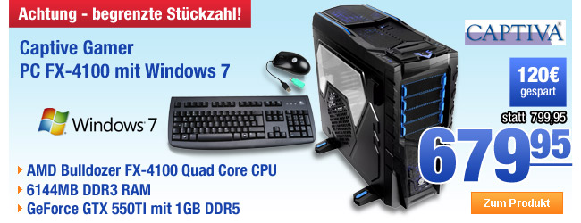 Captive Gamer PC FX-4100 mit Windows 7