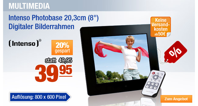 Intenso Photobase 20,3cm (8") - Digitaler Bilderrahmen 