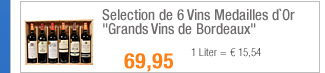 Selection de 6 Vins
                                            Medailles d`Or "Grands
                                            Vins de Bordeaux" 